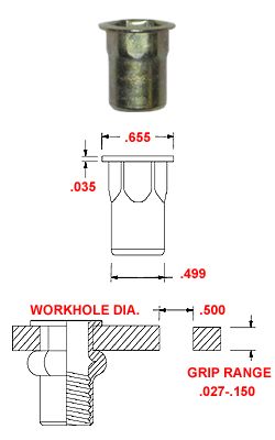 Low PRO HD 5/16-18 25 PK Semi-Hex Body CAH2-3118-150T Zinc CLR .027-.150 GR RIVETNUT Steel 